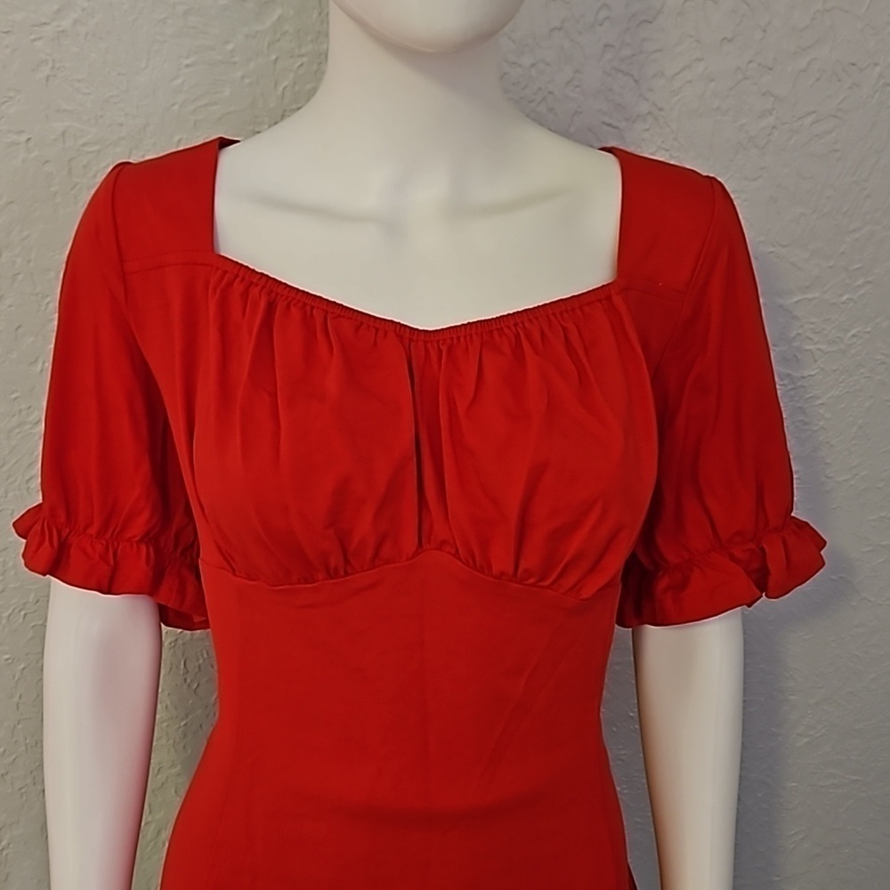 BELLE POQUE Retro Red Puff Sleeve Castlecore Blouse - Picture 4 of 8